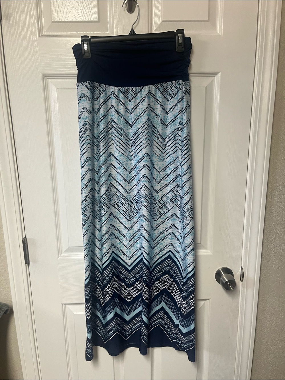 Alyx Navy and Light Blue Chevron Maxi Skirt